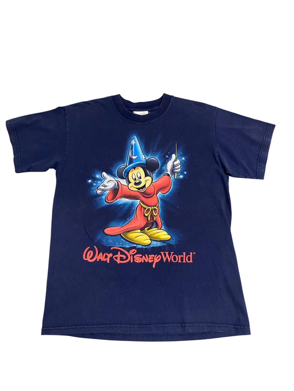 Vintage Walt Disney World Sorcerer Mickey T-Shirt Navy Blue